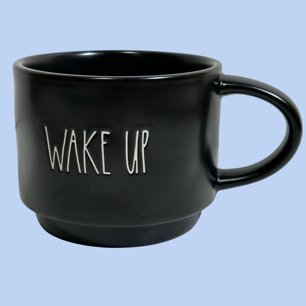 Rae Dunn WAKE UP Matte Black Ceramic Mug Artisan Collection by Magenta 181